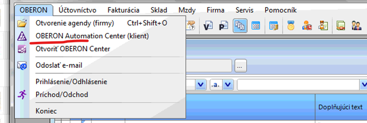 Oberon – spuštění Automation Center