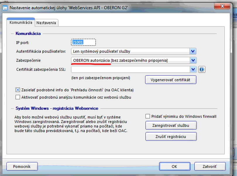 Nastavení komunikačního panelu s kritickými prvky zvýrazněnými červeně