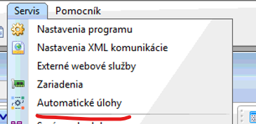 Automatické úlohy v nabídce Servis